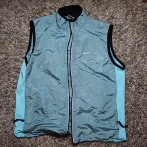 Vtg 90s Nike Womens Vest Size M Blue Full Zip Pockets Back Compartment